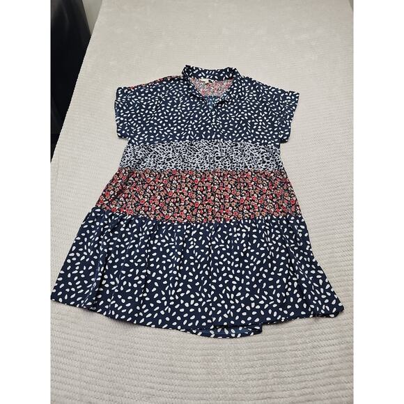 Umgee + Dress Womens 1X Tiered Vcut Neckline Boho Cottagecore - Picture 3 of 9